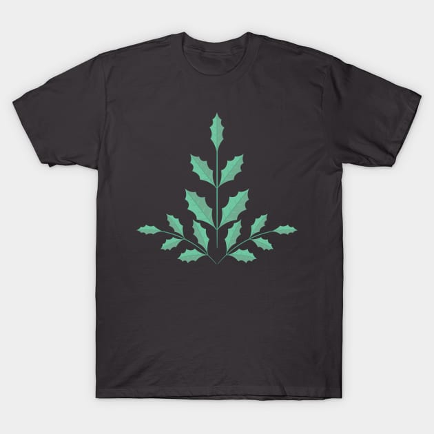Holly Leaf Folk Art T-Shirt by SWON Design
